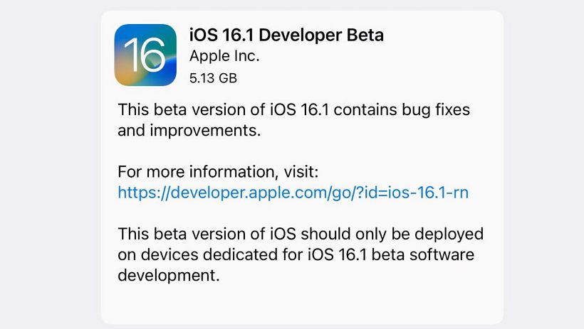 iOS 16.1、watchOS 9.1 及 tvOS 16.1 首个Beta固件发布