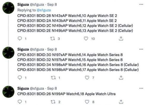 新款 Apple Watch 搭载的S8芯片据称与前两代的CPU处理器相同