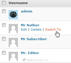 WordPress后台一键切换为其他用户身份登录